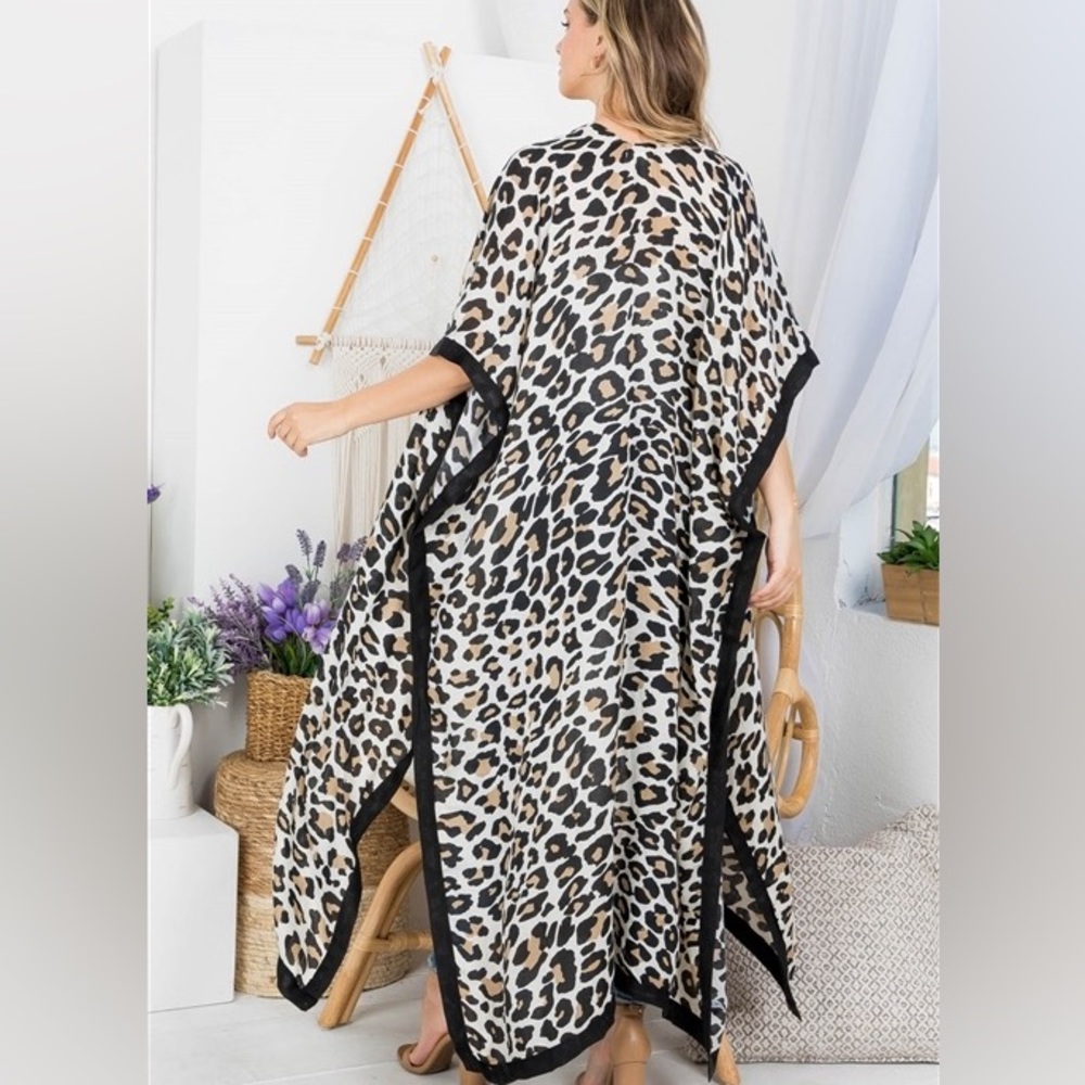 BOHO LEOPARD PRINT MAXI KIMONO